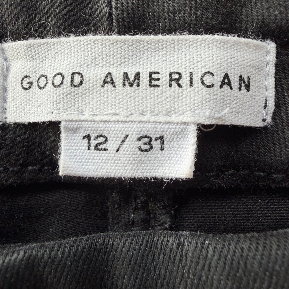 Good American Good Straight Coated Black Jeans Size 12 (Waist 31) (leather look) - Picture 11 of 14